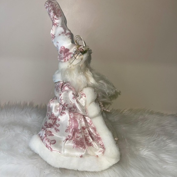 Vintage Dillard's Trimmings Pink Santa Figurine w/ Box Shabby Chic Toile - Picture 11 of 16